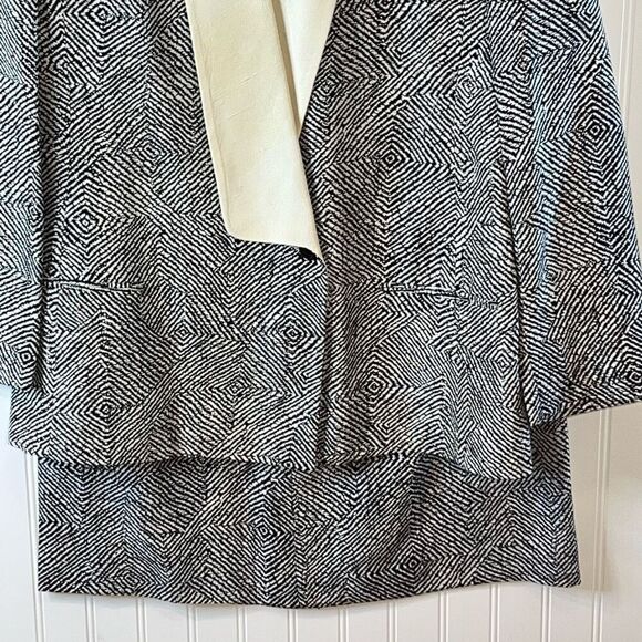 VTG Soo Yung Lee 100% Silk Suit Jacket & Skirt Women’s Size 10 Black Cream Print - Picture 3 of 7